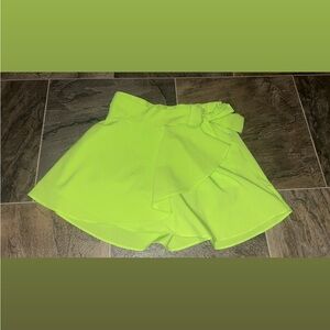Girls Neon Lime Skort with Side Tie Accent